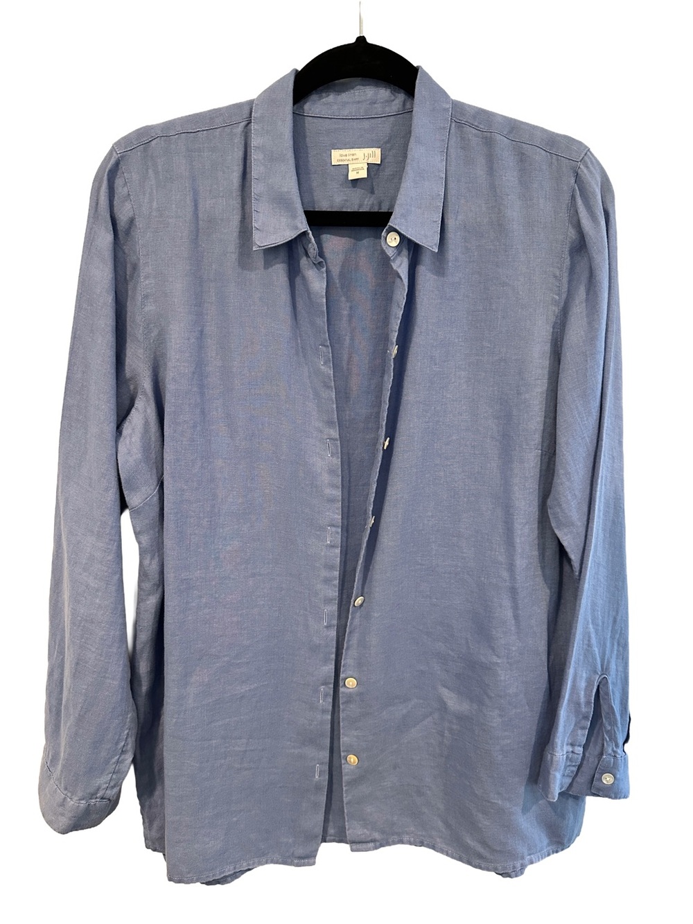 J. Jill Blue Love Linen Button Front 100% Linen Essential Shirt M